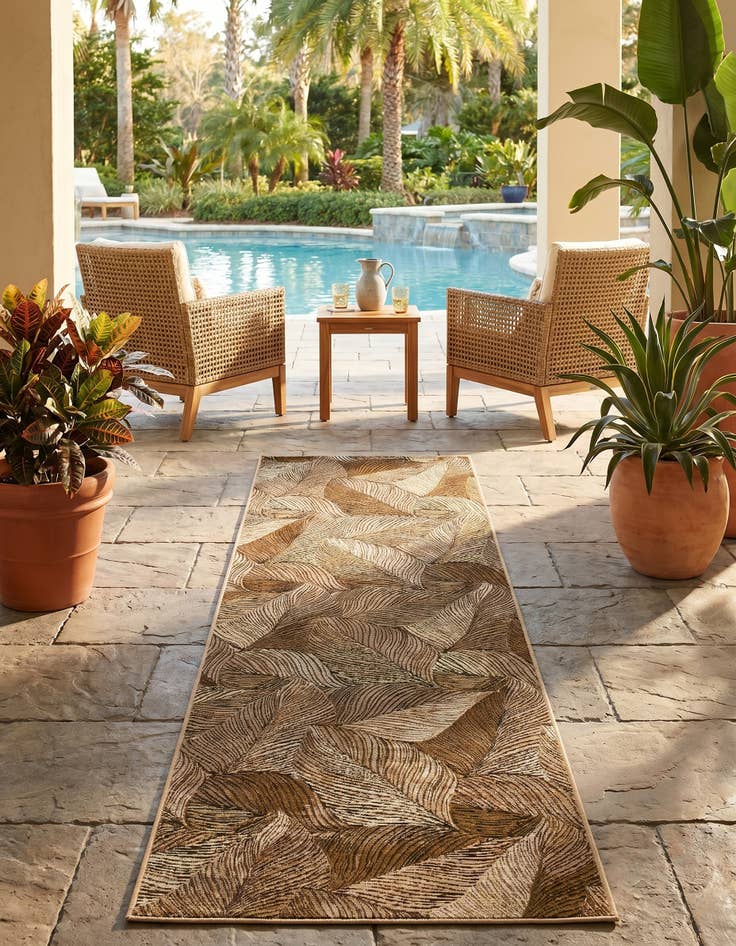 Detail image of 2' 7 x 10' Easy-Clean Botanical Indoor / Outdoor Runner Rug