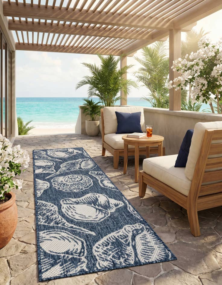 Detail image of 2' x 6' Easy-Clean Coastal Indoor / Outdoor Runner Rug