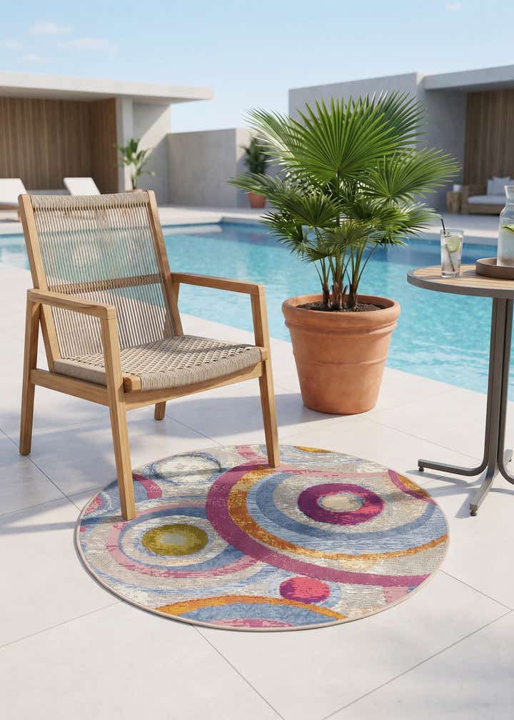 3' x 3' Easy-Clean Modern Indoor / Outdoor Round Rug