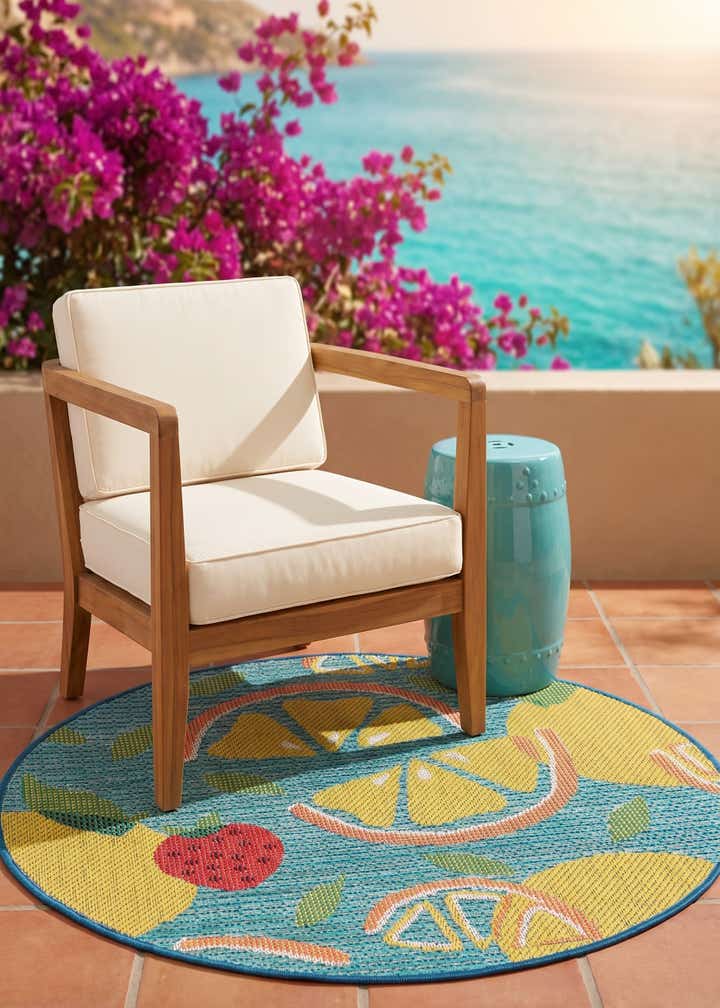 3' 3 x 3' 3 Easy-Clean Baja Indoor / Outdoor Round Rug