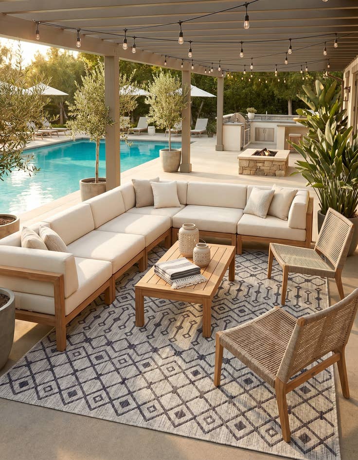Detail image of 7' x 10' Easy-Clean Trellis Indoor / Outdoor Rug