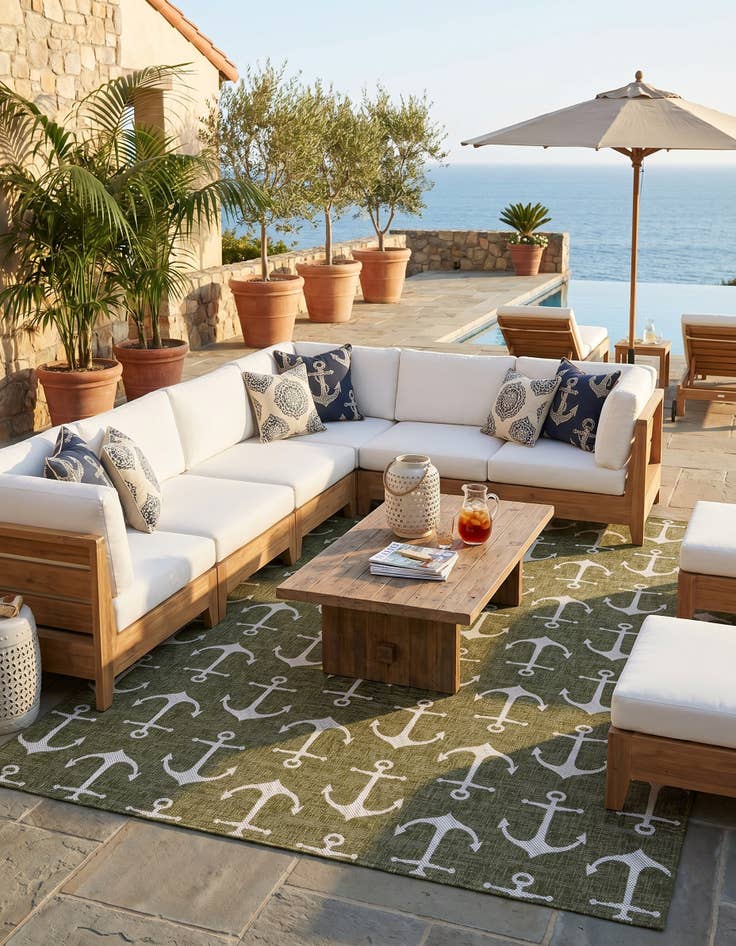 Detail image of 10' x 14' Easy-Clean Coastal Indoor / Outdoor Rug