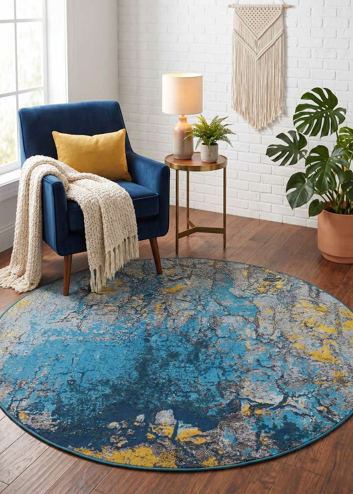 5' x 5' Easy-Clean Modern Indoor / Outdoor Round Rug