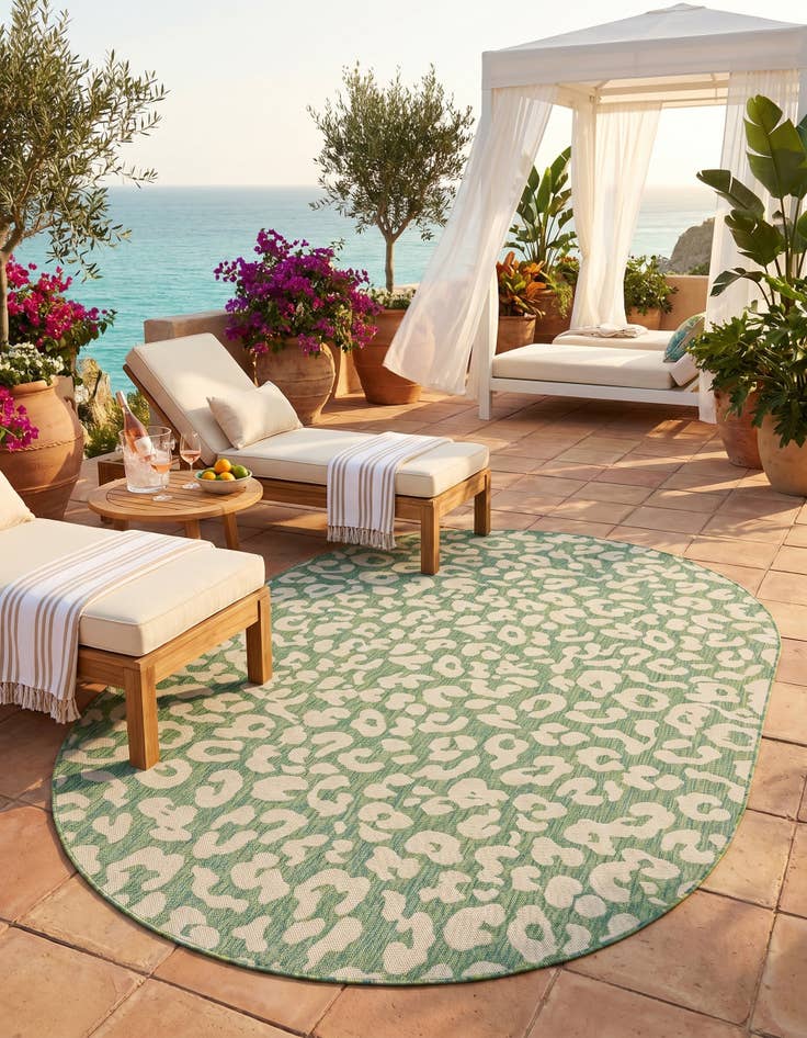 Detail image of 6' x 9' Easy-Clean Safari Indoor / Outdoor Oval Rug