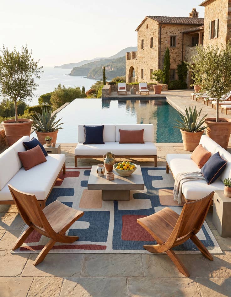 Detail image of 7' 10 x 7' 10 Easy-Clean Baja Indoor / Outdoor Square Rug