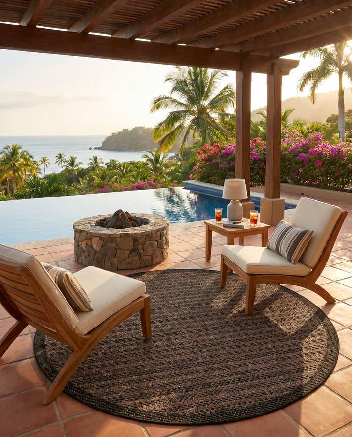 6' x 6' Easy-Clean Border Indoor / Outdoor Round Rug