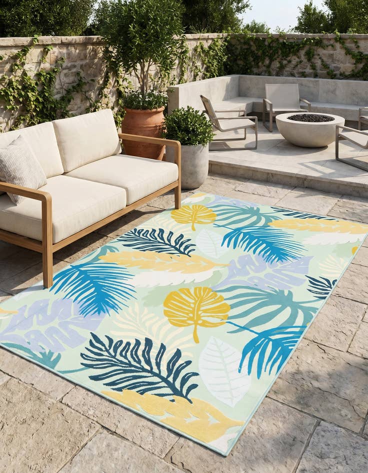 Detail image of 5' 3 x 8' Easy-Clean Botanical Indoor / Outdoor Rug