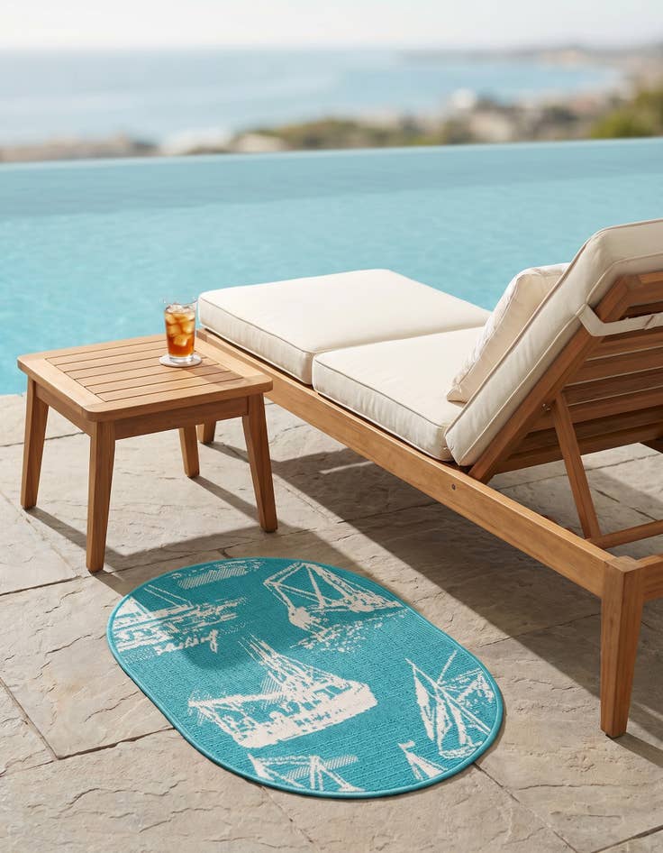 Detail image of 2' x 3' Easy-Clean Coastal Indoor / Outdoor Oval Rug