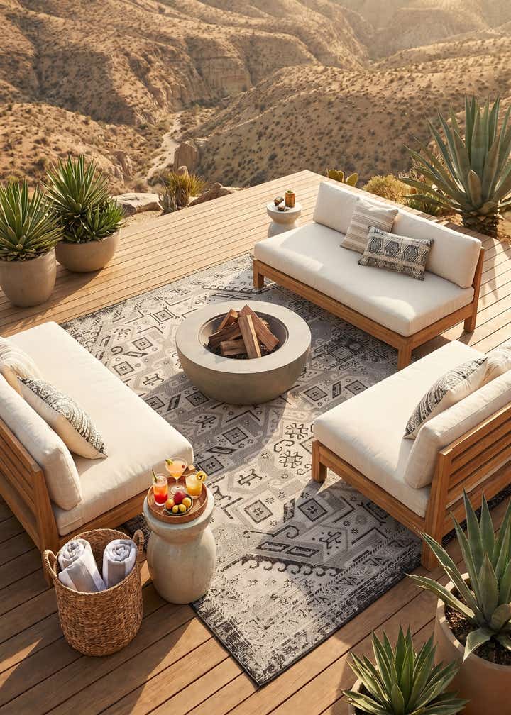 7' 10 x 11' Easy-Clean Aztec Indoor / Outdoor Rug