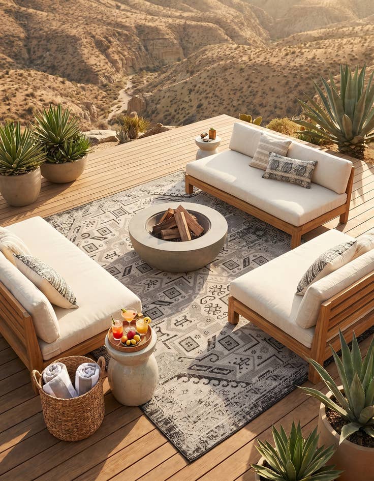 Detail image of 7' 10 x 11' Easy-Clean Aztec Indoor / Outdoor Rug