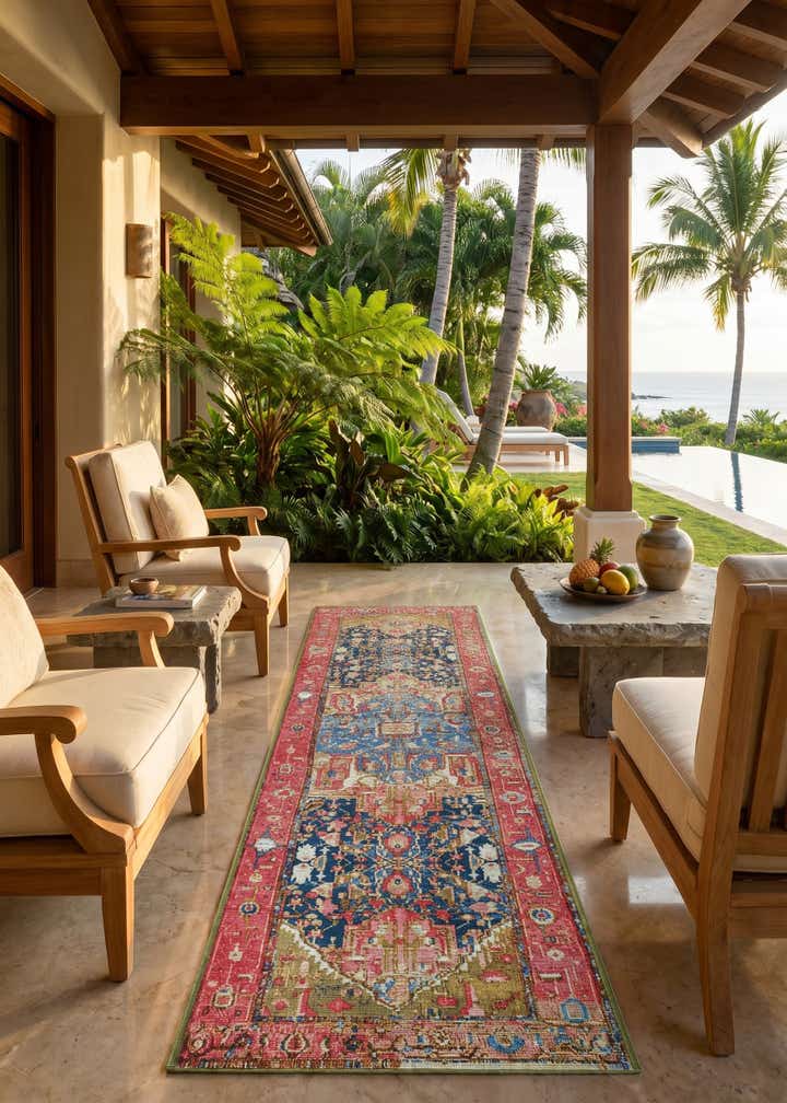 2' x 8' Easy-Clean Traditional Indoor / Outdoor Runner Rug
