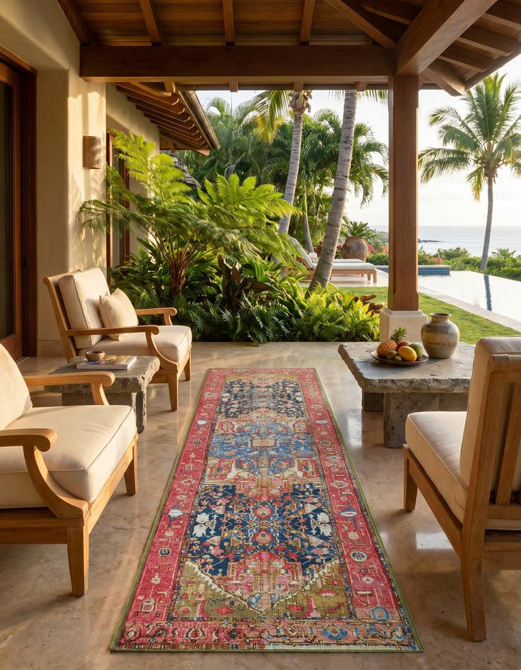 Detail image of 2' x 8' Easy-Clean Traditional Indoor / Outdoor Runner Rug