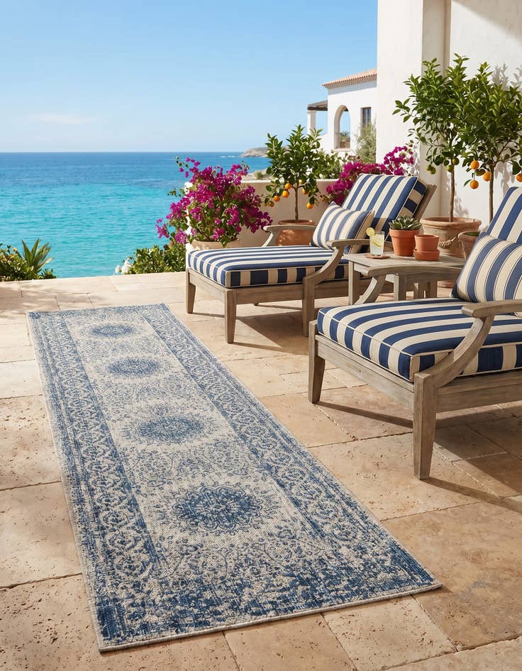 Detail image of 2' 7 x 12' Easy-Clean Traditional Indoor / Outdoor Runner Rug