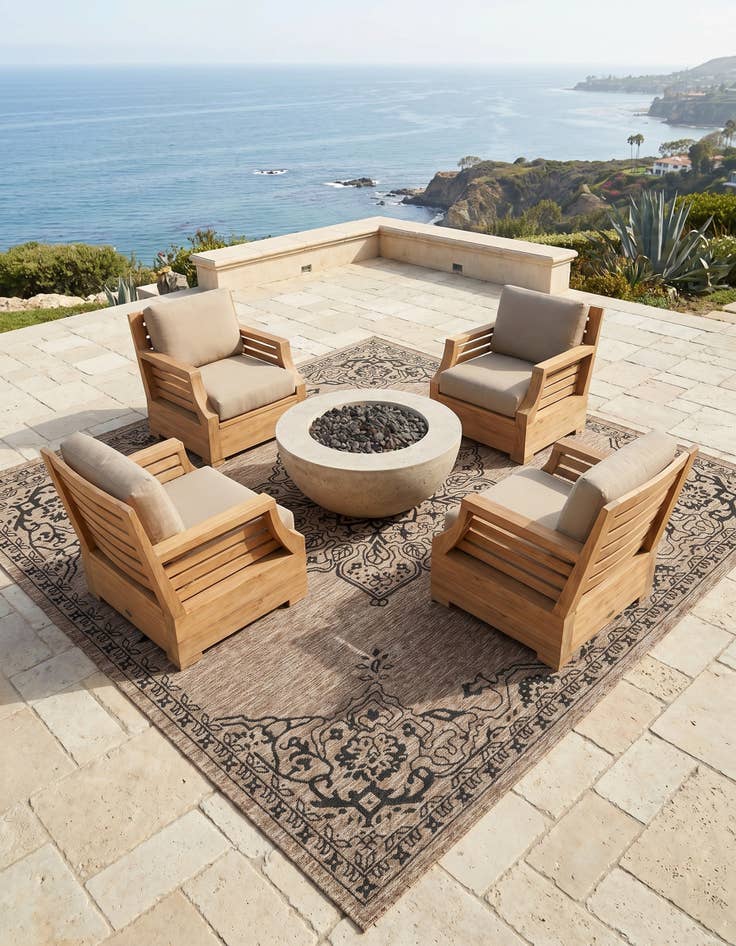 Detail image of 10' x 10' Easy-Clean Traditional Indoor / Outdoor Square Rug