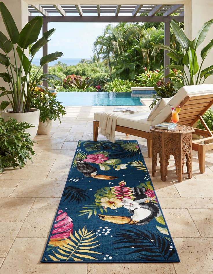 Detail image of 2' x 6' Easy-Clean Botanical Indoor / Outdoor Runner Rug