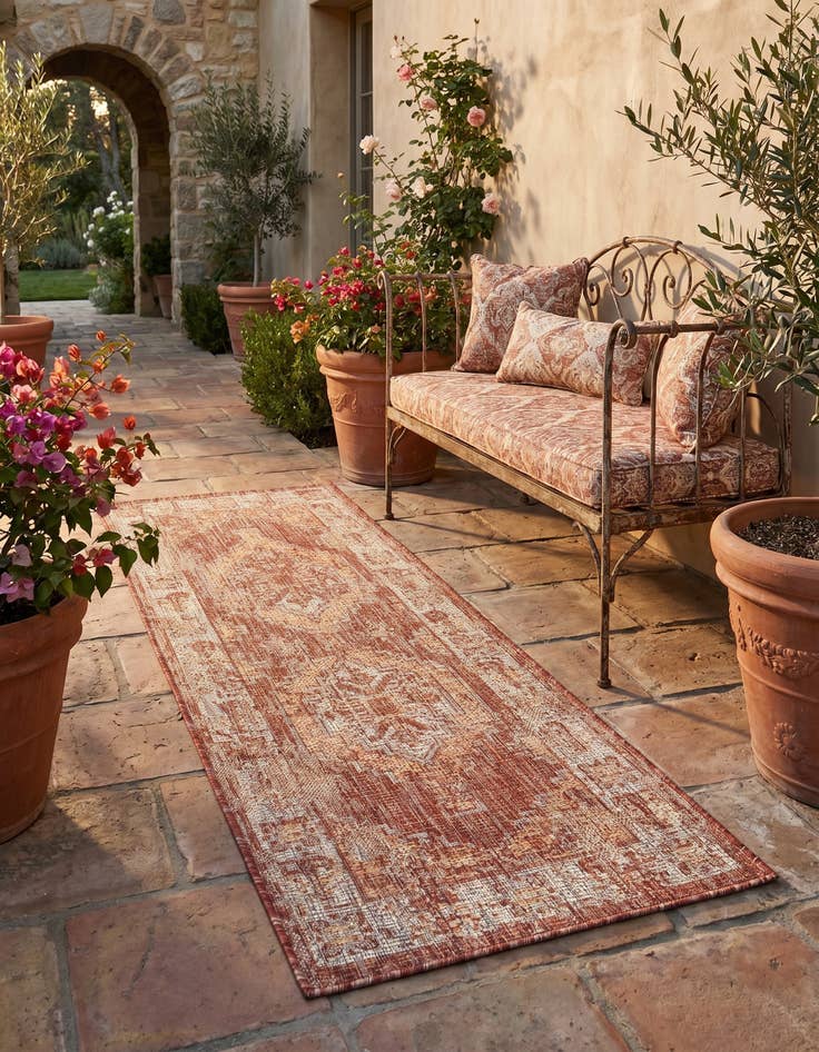 Detail image of 2' x 5' 3 Easy-Clean Traditional Indoor / Outdoor Runner Rug