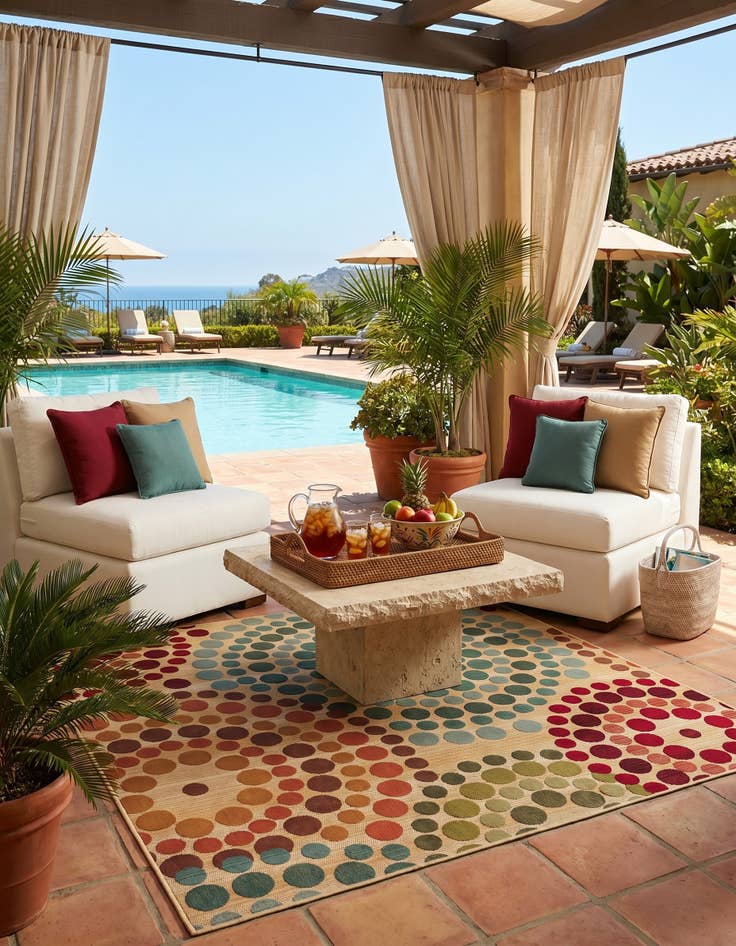 Detail image of 6' x 6' Easy-Clean Modern Indoor / Outdoor Square Rug