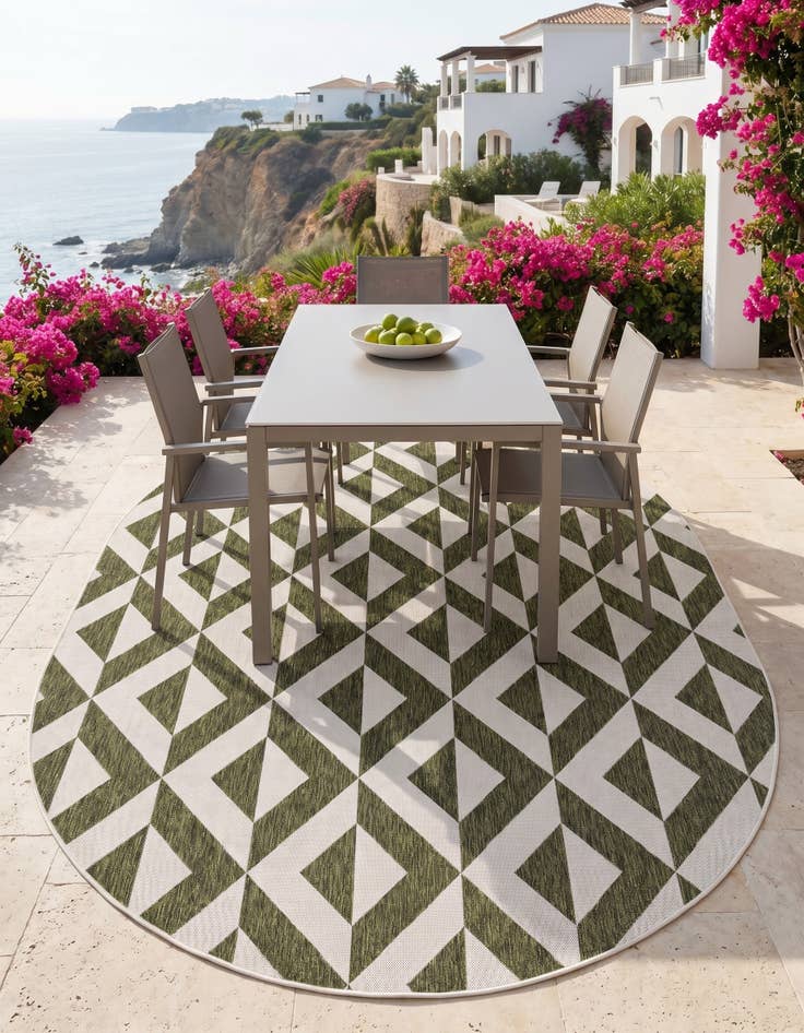 Detail image of 7' 10 x 10' Easy-Clean Jill Zarin Napa Indoor / Outdoor Oval Rug
