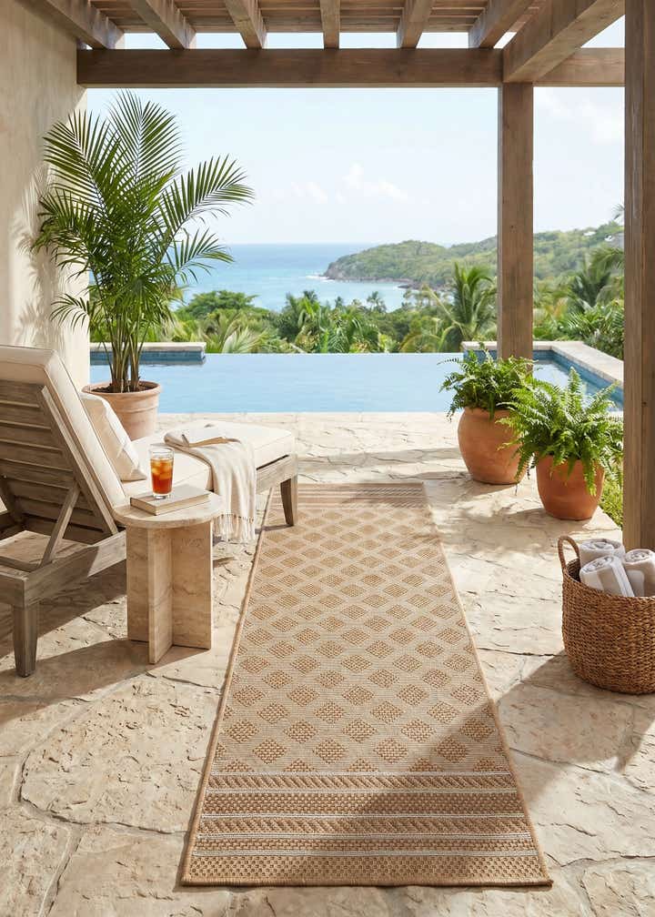 2' x 6' 1 Easy-Clean Trellis Indoor / Outdoor Runner Rug