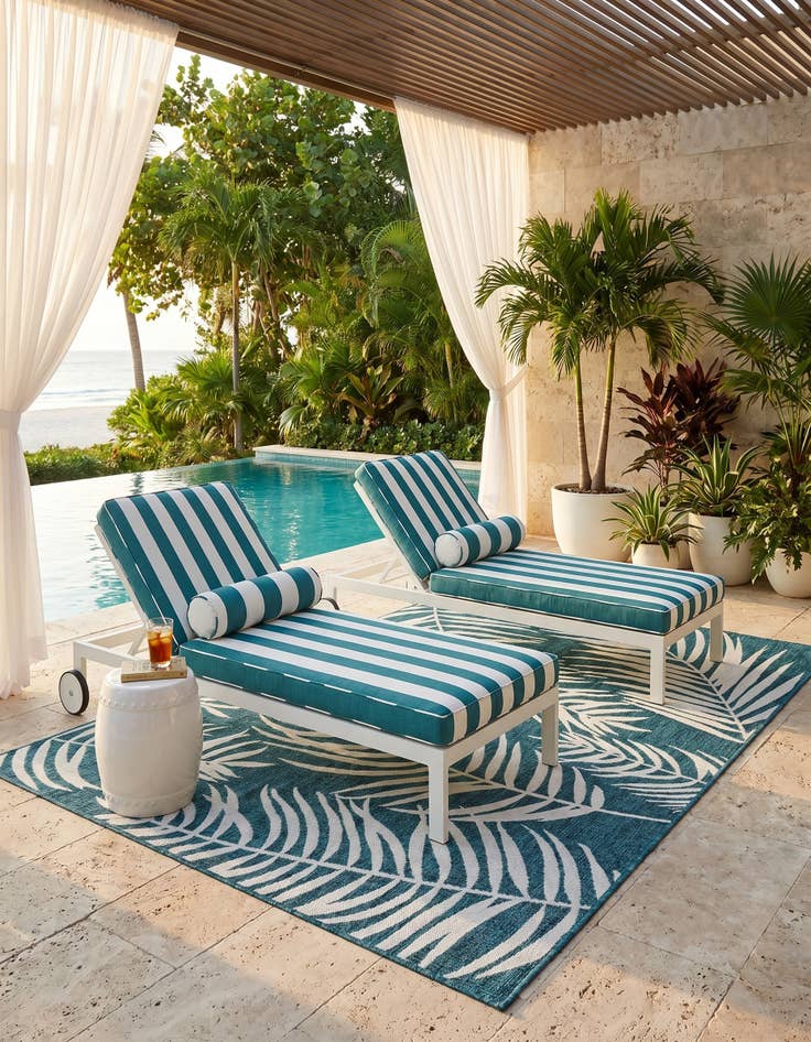Detail image of 6' x 9' Easy-Clean Botanical Indoor / Outdoor Rug