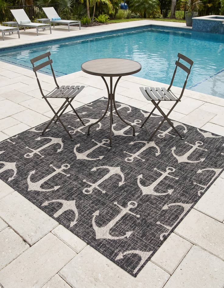 Detail image of 5' 3 x 5' 3 Easy-Clean Coastal Indoor / Outdoor Square Rug