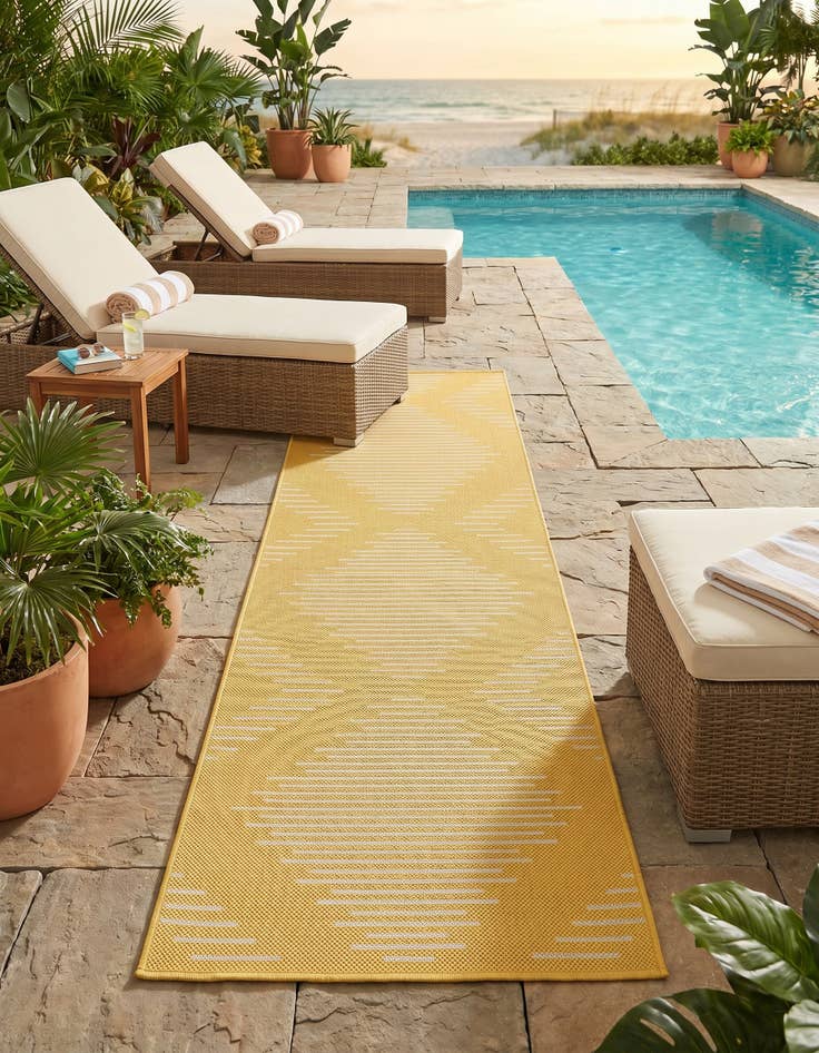 Detail image of 2' x 6' Easy-Clean Modern Indoor / Outdoor Runner Rug
