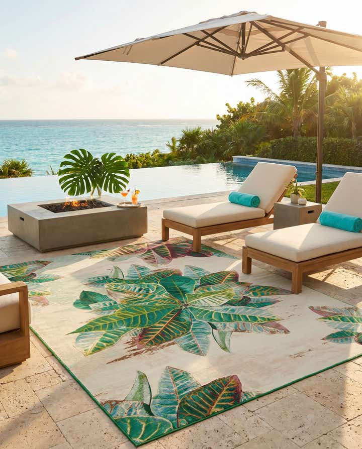 9' x 12' Easy-Clean Botanical Indoor / Outdoor Rug
