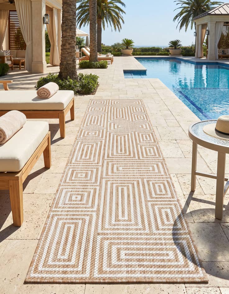 Detail image of 2' x 8' Easy-Clean Modern Indoor / Outdoor Runner Rug