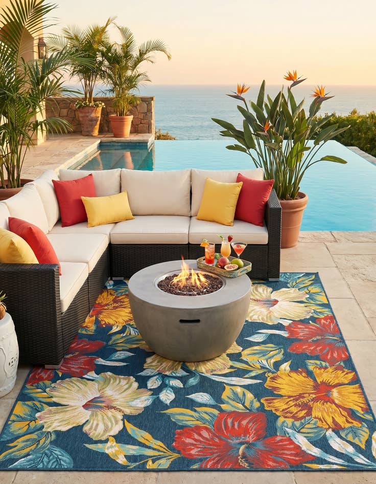 Detail image of 7' 10 x 10' Easy-Clean Coastal Indoor / Outdoor Rug