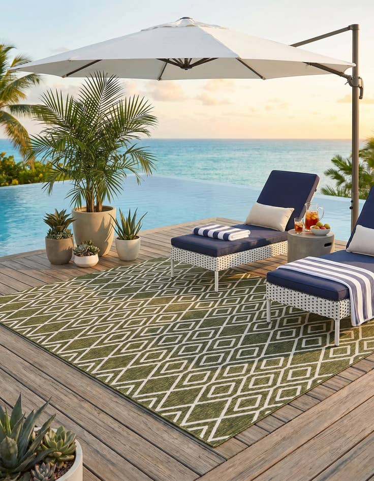 Detail image of 7' 10 x 7' 10 Easy-Clean Jill Zarin Turks and Caicos Indoor / Outdoor Square Rug