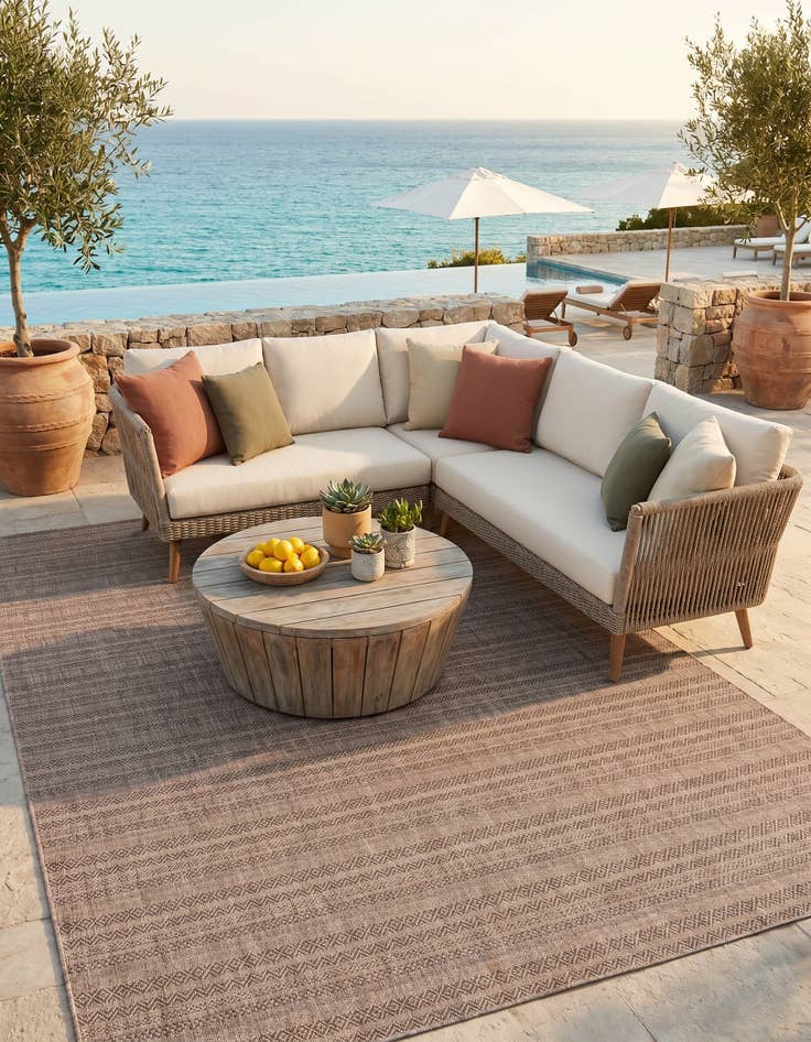 Detail image of 10' x 13' Easy-Clean Ribbon Indoor / Outdoor Rug