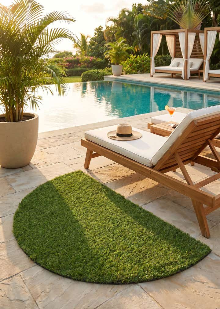 2' 2 x 3' 7 Easy-Clean Grass Indoor / Outdoor Hearth Rug