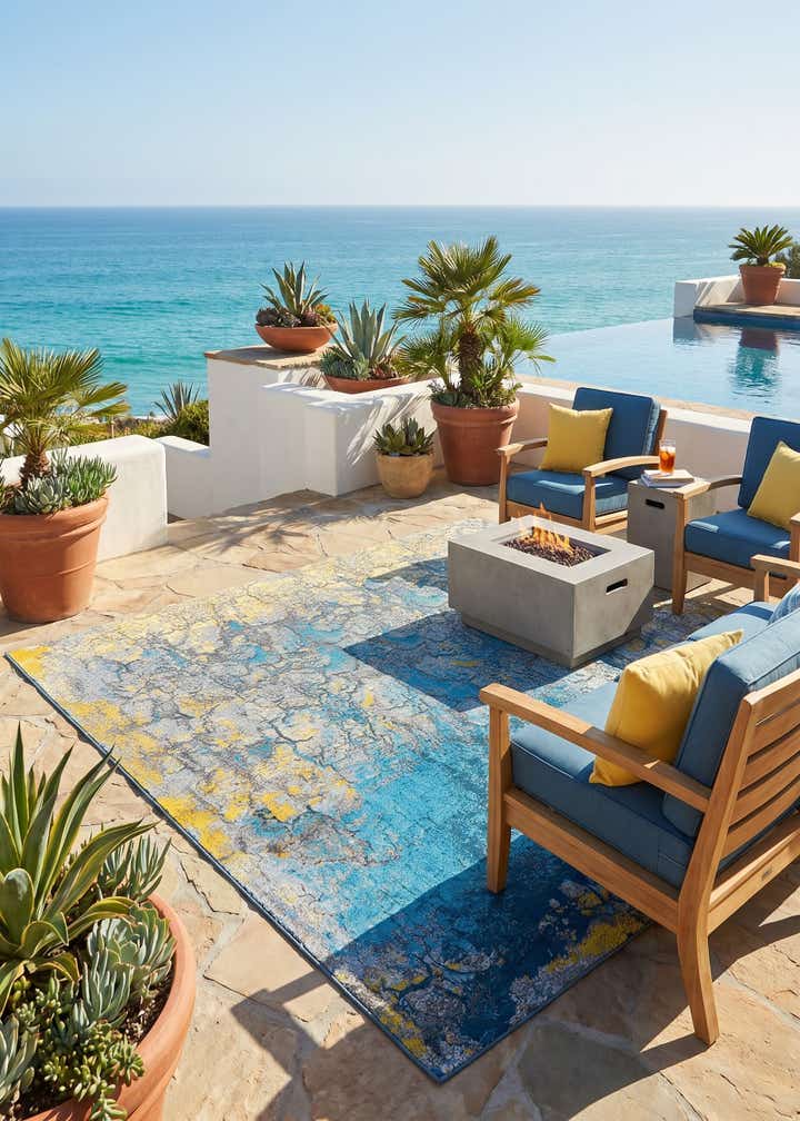 10' x 10' Easy-Clean Modern Indoor / Outdoor Square Rug