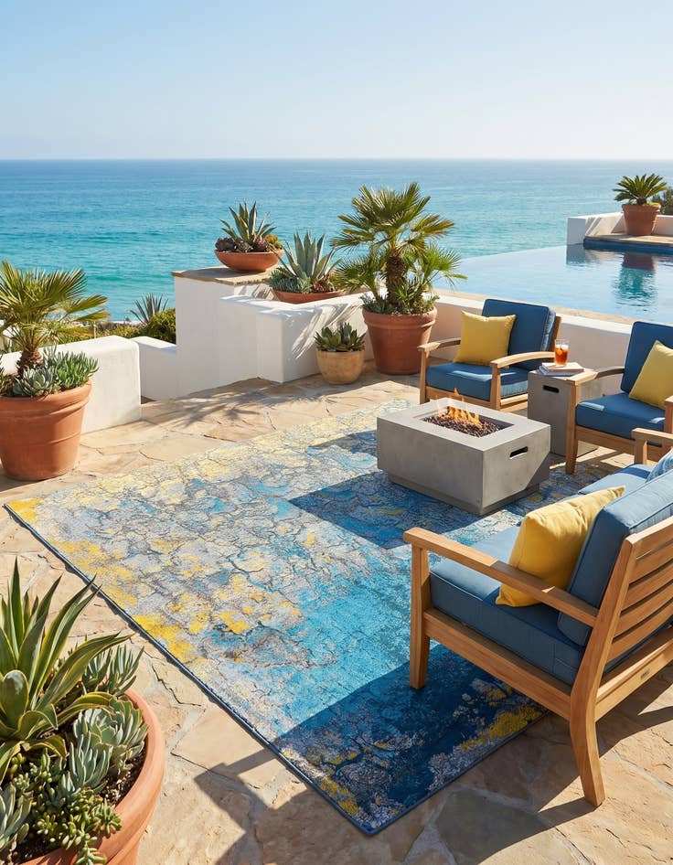 Detail image of 10' x 10' Easy-Clean Modern Indoor / Outdoor Square Rug