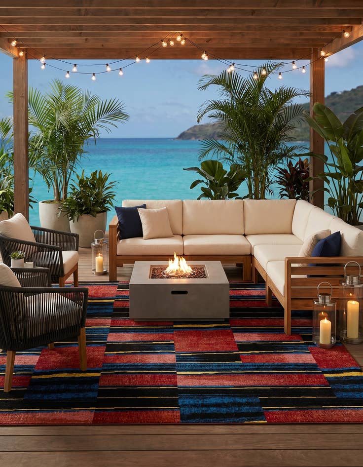 Detail image of 7' 10 x 7' 10 Easy-Clean Modern Indoor / Outdoor Square Rug