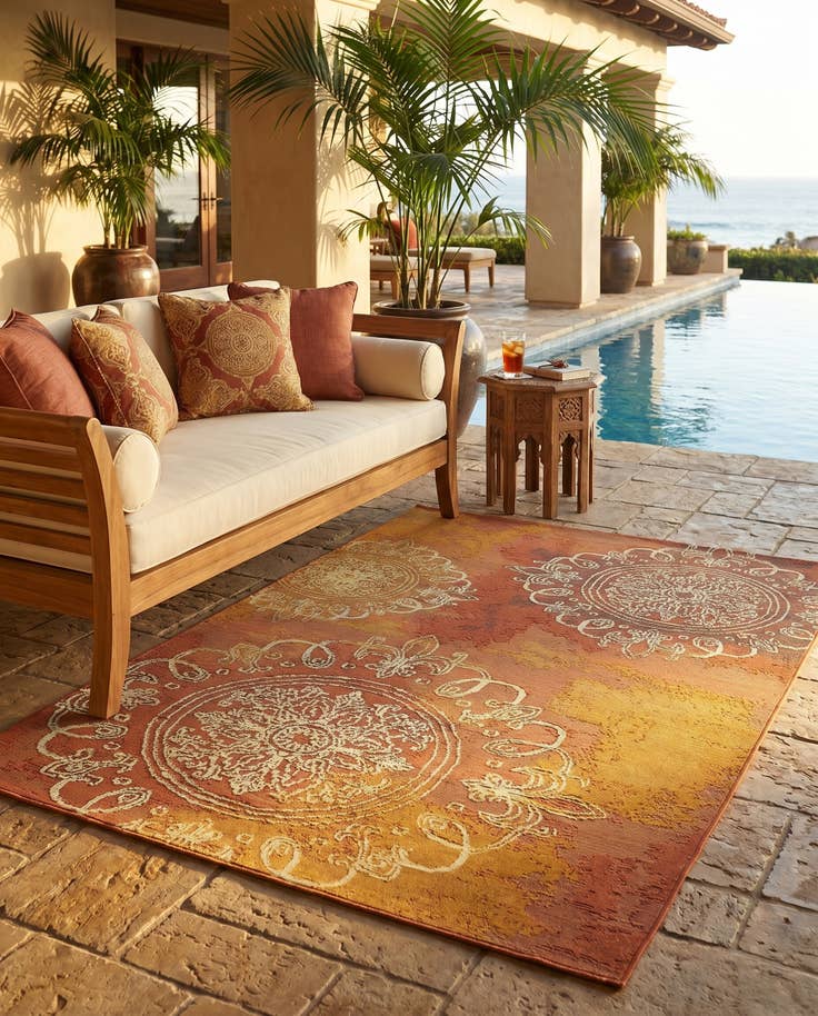 Detail image of 4' x 6' Easy-Clean Modern Indoor / Outdoor Rug