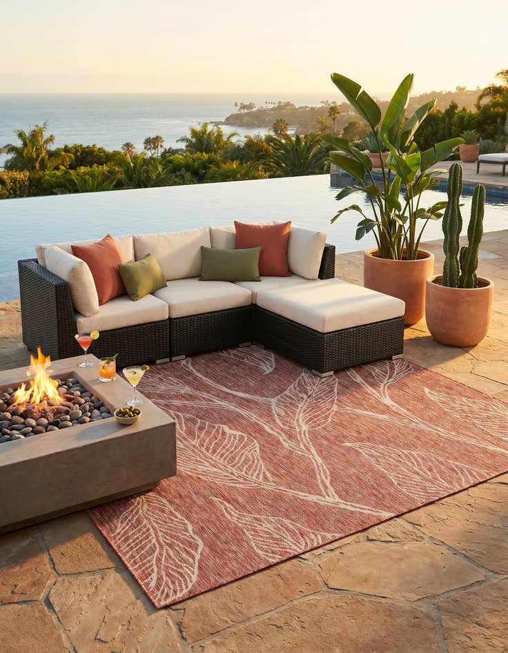 Detail image of 5' 3 x 8' Easy-Clean Botanical Indoor / Outdoor Rug