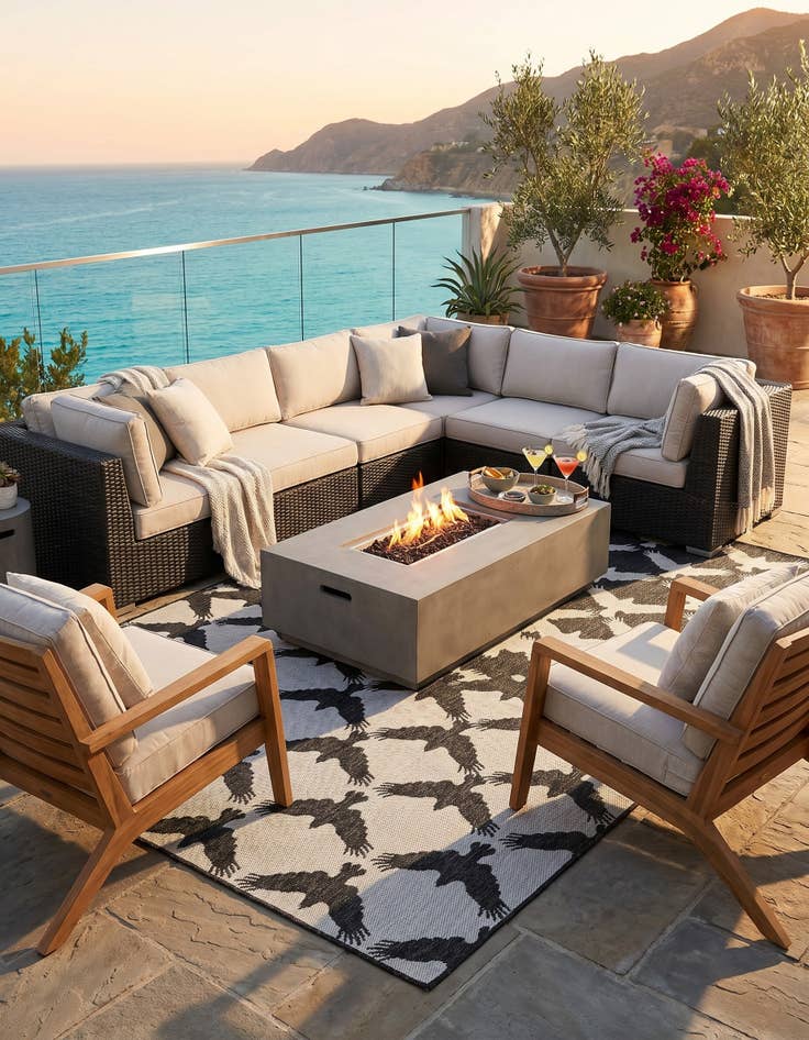 Detail image of 5' 3 x 8' Easy-Clean Modern Indoor / Outdoor Rug