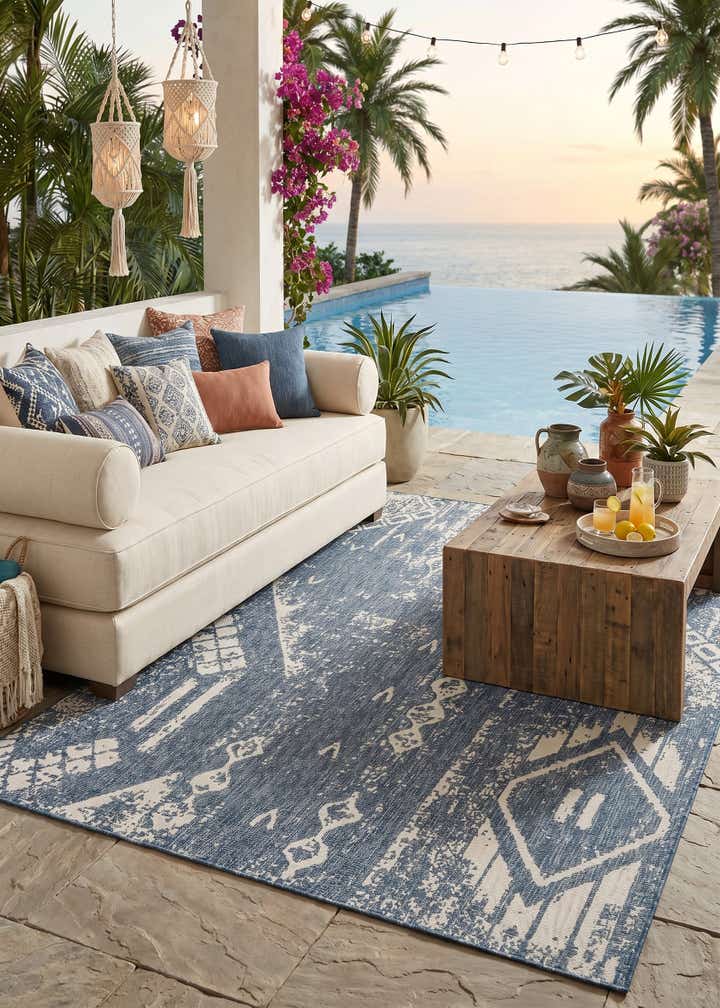 7' x 10' Easy-Clean Bohemian Indoor / Outdoor Rug