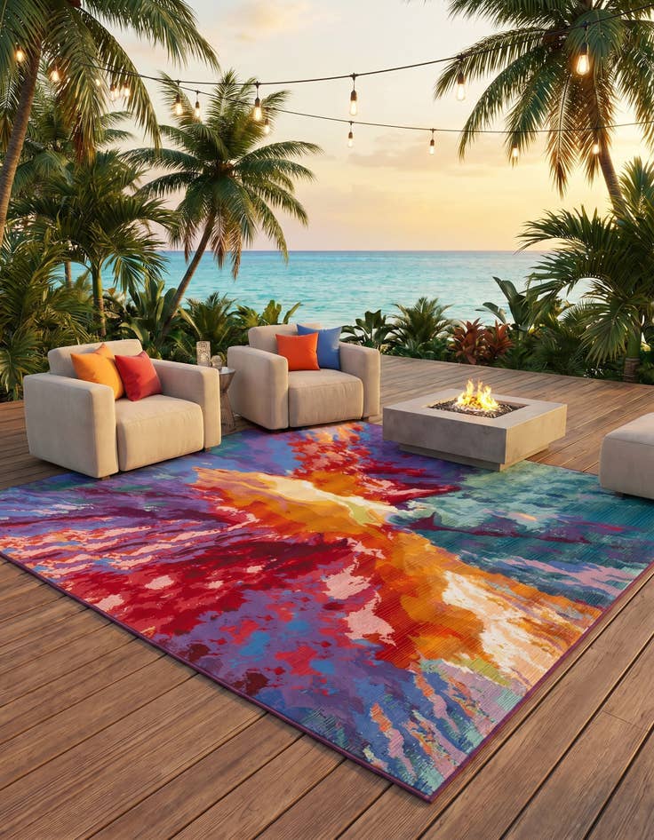 Detail image of 10' x 10' Easy-Clean Modern Indoor / Outdoor Square Rug
