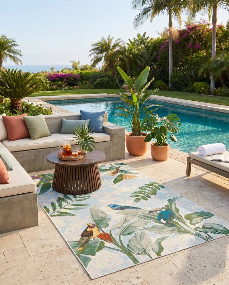 Detail image of 5' 3 x 8' Easy-Clean Botanical Indoor / Outdoor Rug