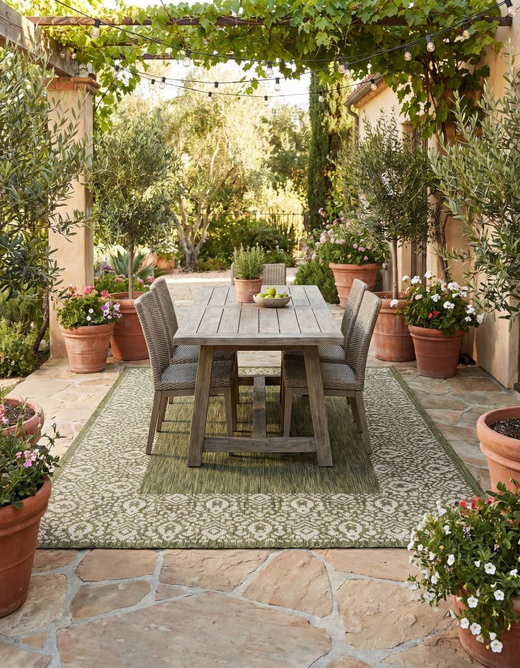 Detail image of 5' 3 x 8' Easy-Clean Border Indoor / Outdoor Rug