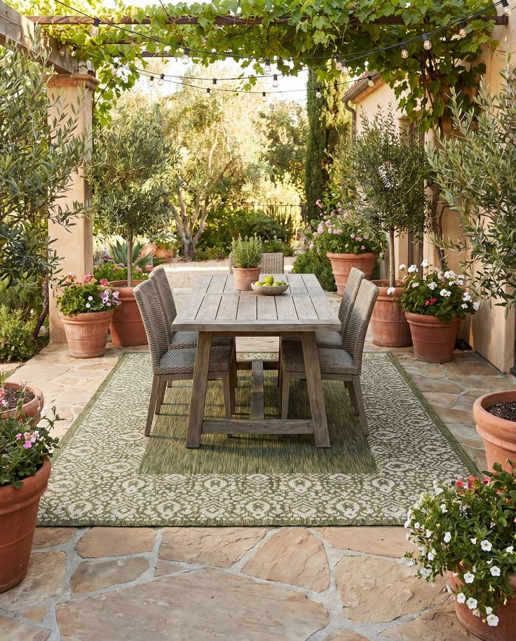 Detail image of 5' 3 x 8' Easy-Clean Border Indoor / Outdoor Rug