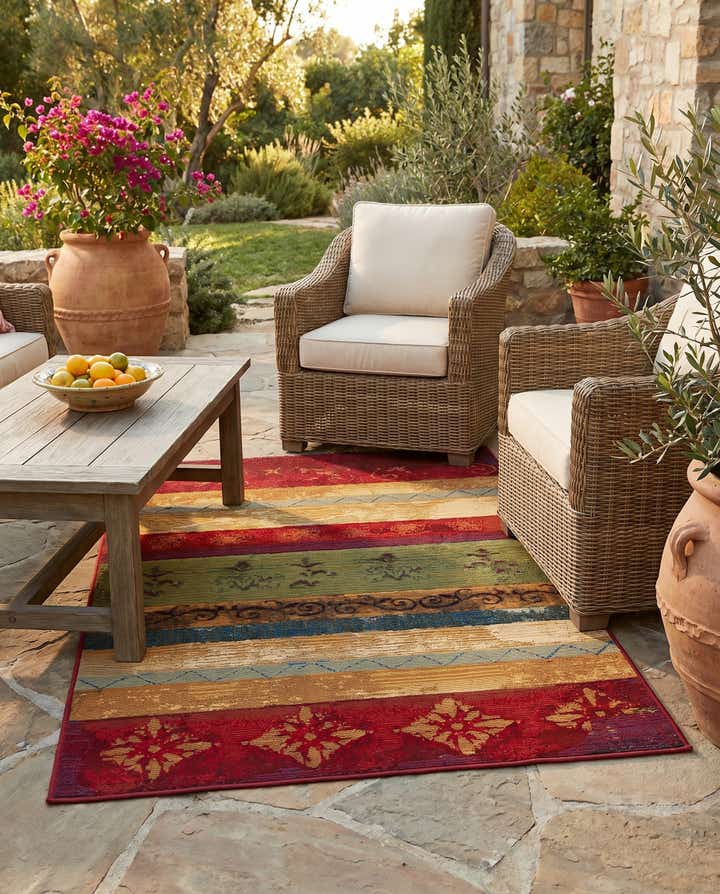 3' 3 x 5' 3 Easy-Clean Modern Indoor / Outdoor Rug