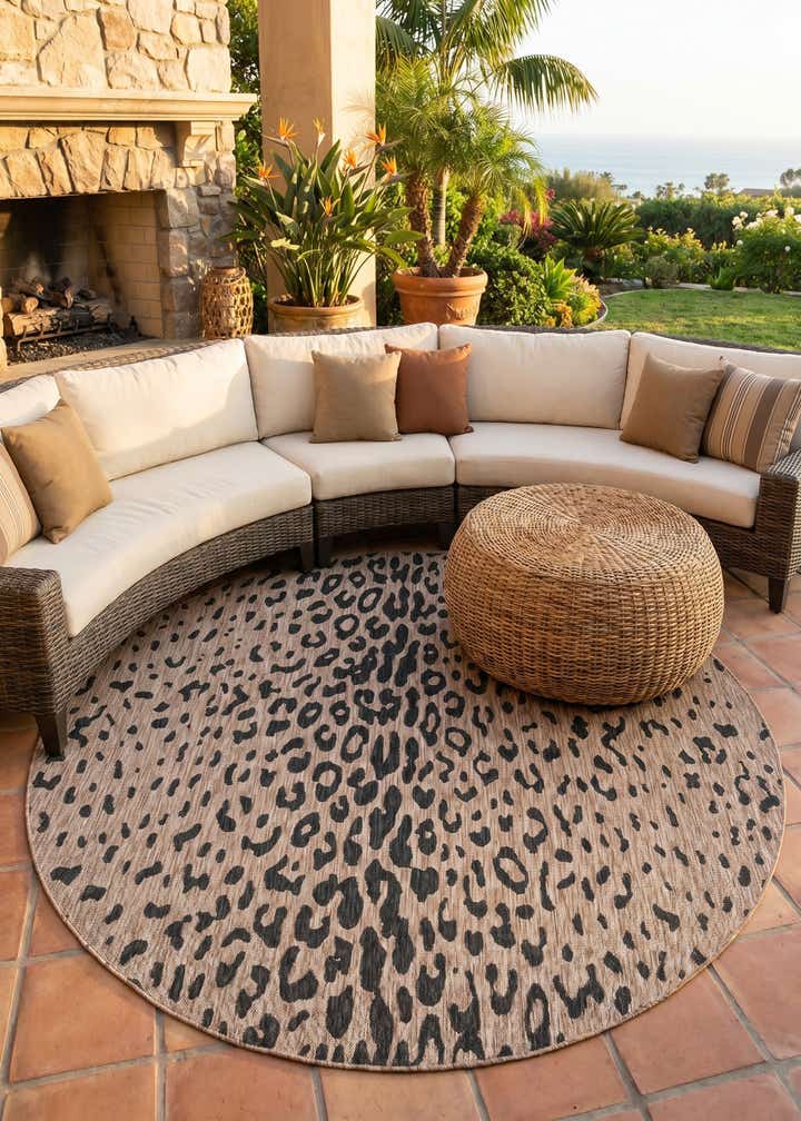 7' 10 x 7' 10 Easy-Clean Safari Indoor / Outdoor Round Rug