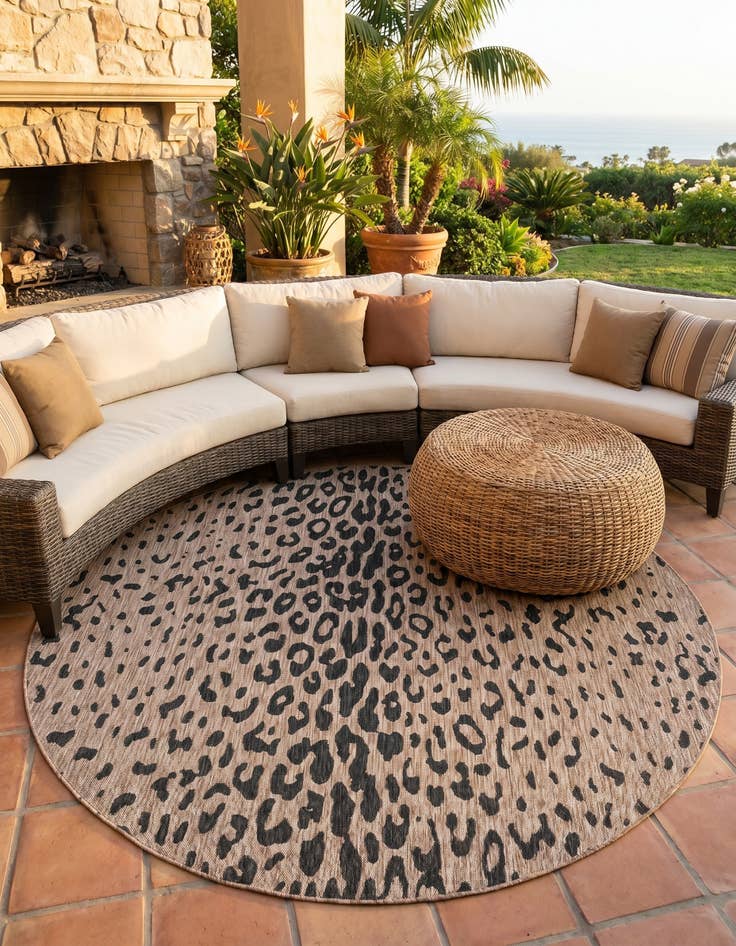 Detail image of 7' 10 x 7' 10 Easy-Clean Safari Indoor / Outdoor Round Rug