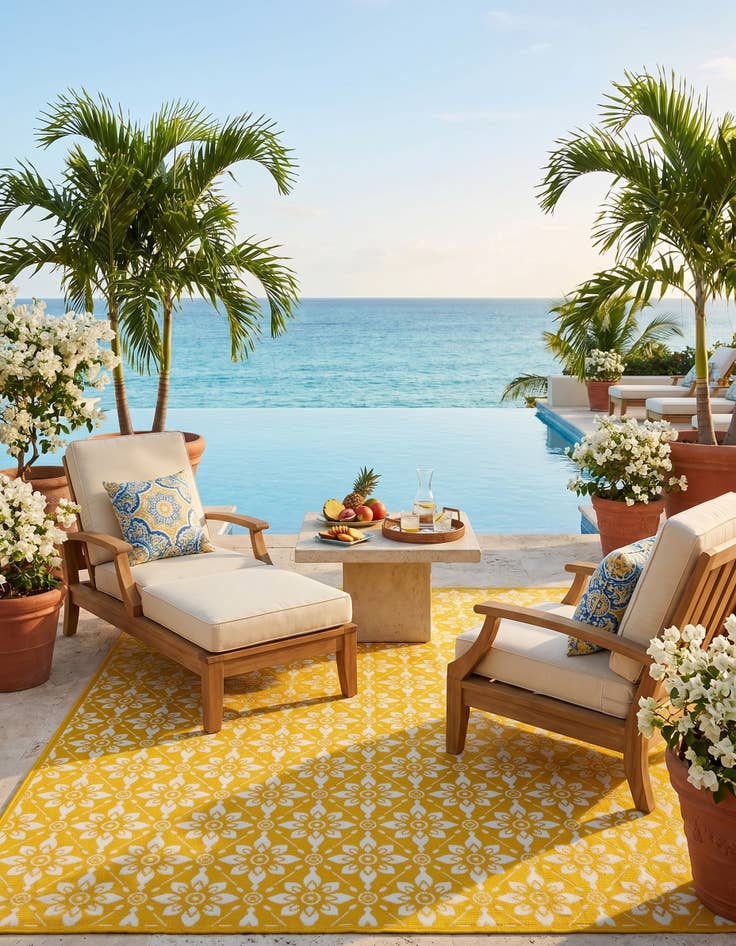 Detail image of 7' 10 x 10' Easy-Clean Trellis Indoor / Outdoor Rug