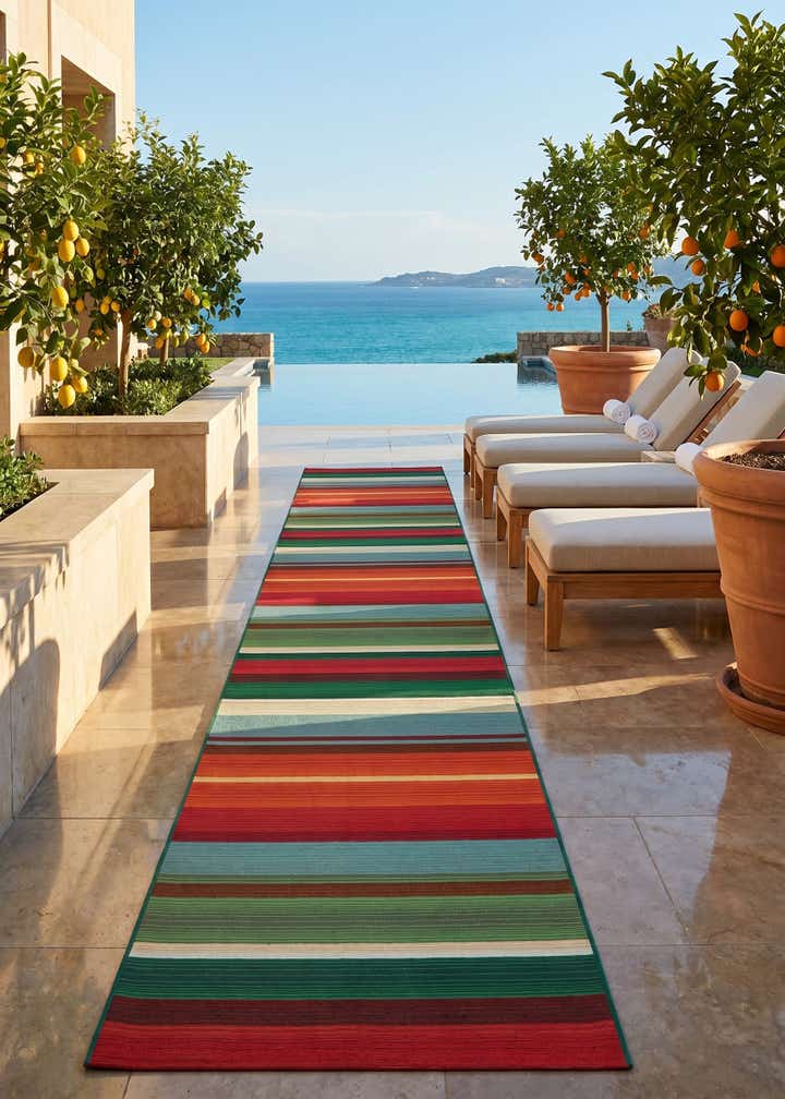 2' 7 x 11' Easy-Clean Modern Indoor / Outdoor Runner Rug