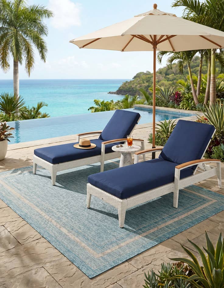 Detail image of 5' 3 x 8' Easy-Clean Border Indoor / Outdoor Rug