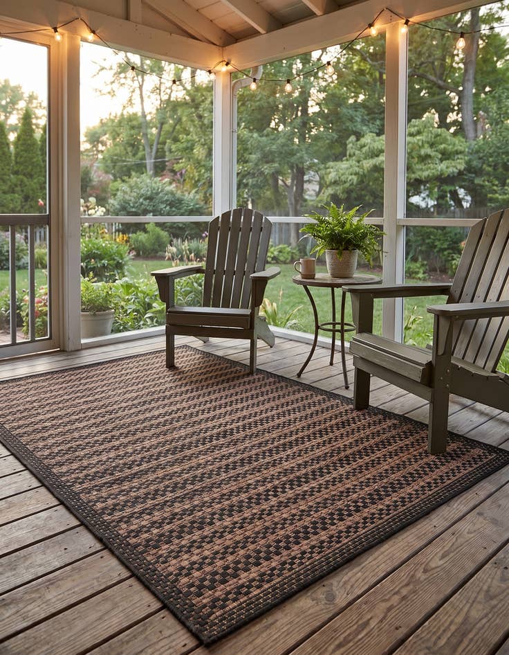 Detail image of 3' 3 x 5' Easy-Clean Border Indoor / Outdoor Rug